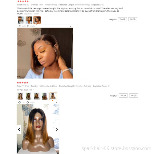 SPARK Ombre 1B/30 Bob Peruvian Straight Highlight 13x4 Lace Frontal Short Bob Wig Remy Hair 4x4 hd Lace Closure Human Hair Wigs